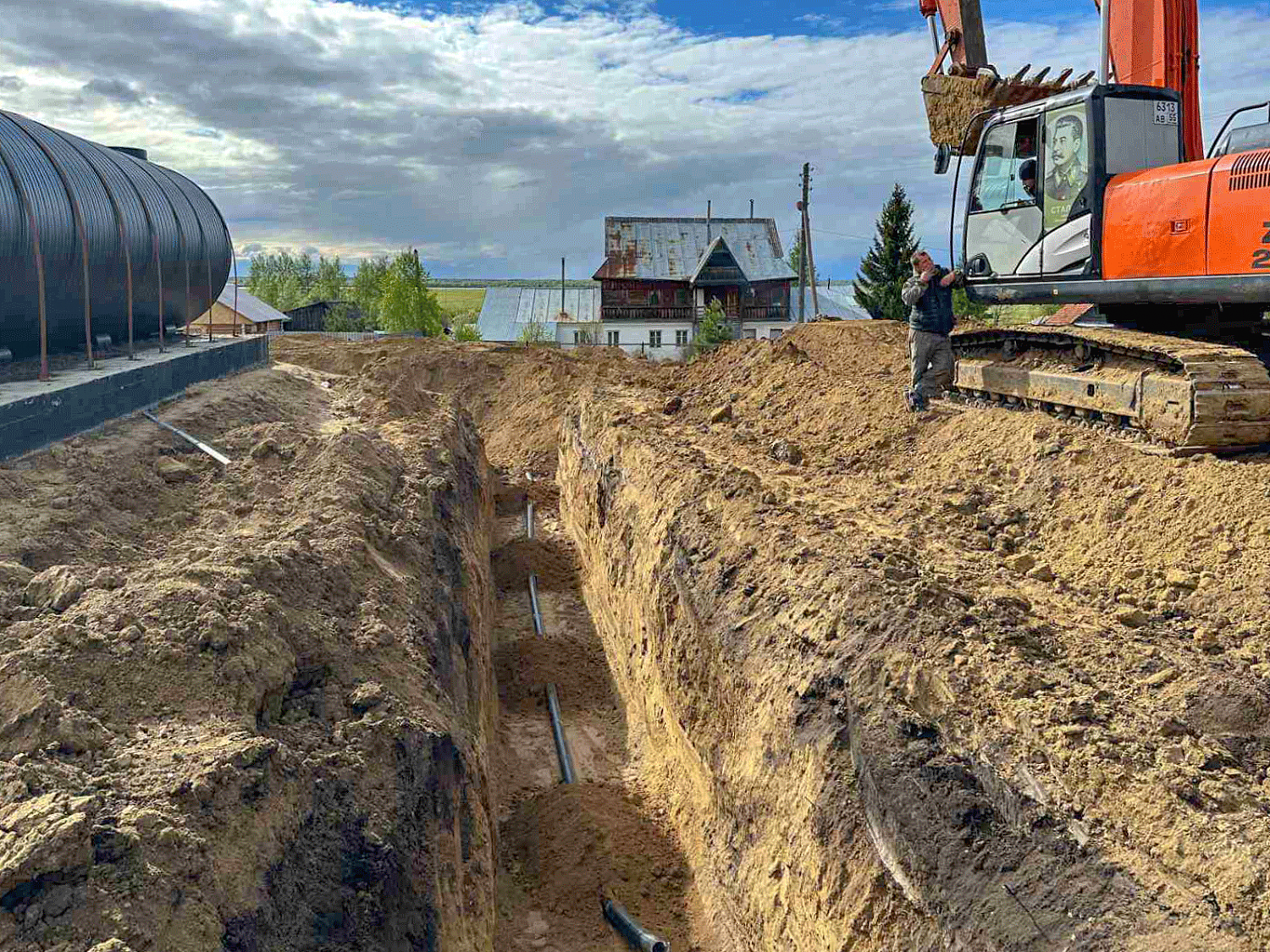 Сети на территории площадки очистных сооружений с. Артын